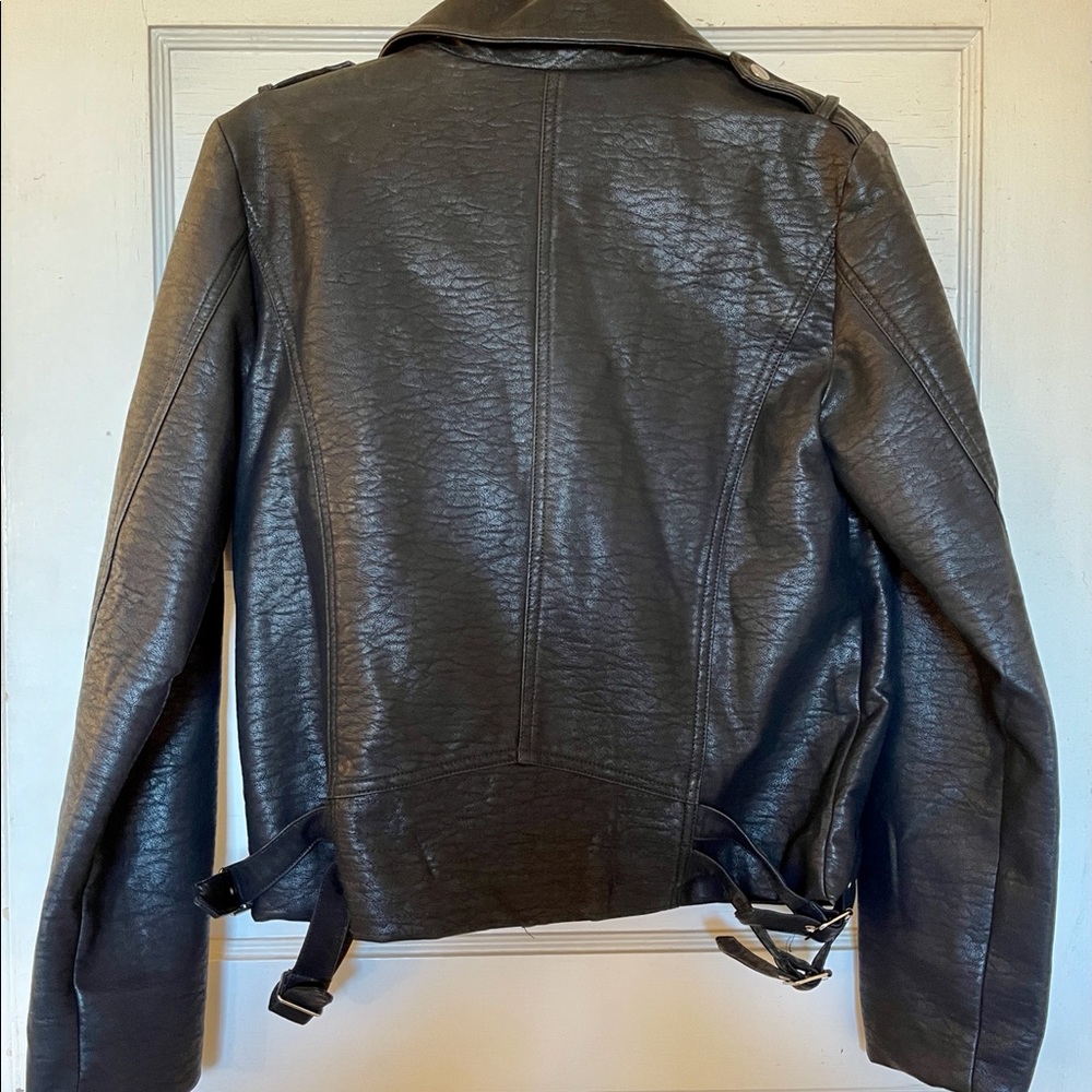 Faux leather jacket w/ silver hardware - Picture 3 of 6